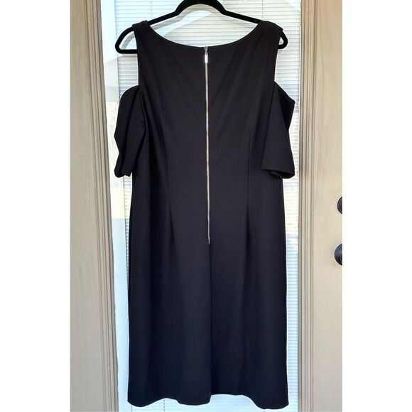 Jessica Howard size 18W black cold shoulder midi dress with jeweled neckline plu - Picture 5 of 7